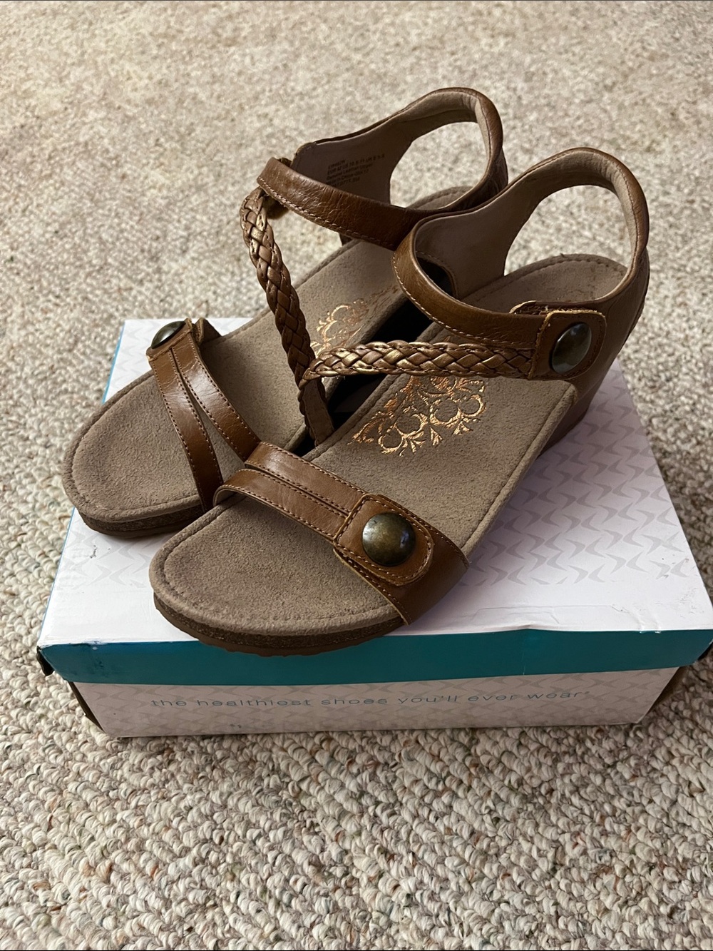 Aetrex Women’s Brown Braided Strap Comfort Sandals